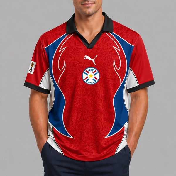 Paraguay World Cup 2026 Collar Soccer Jersey PVT01