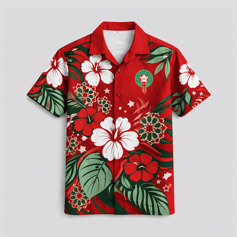 Morocco World Cup 2026 Floral Hawaiian Shirt PVT02