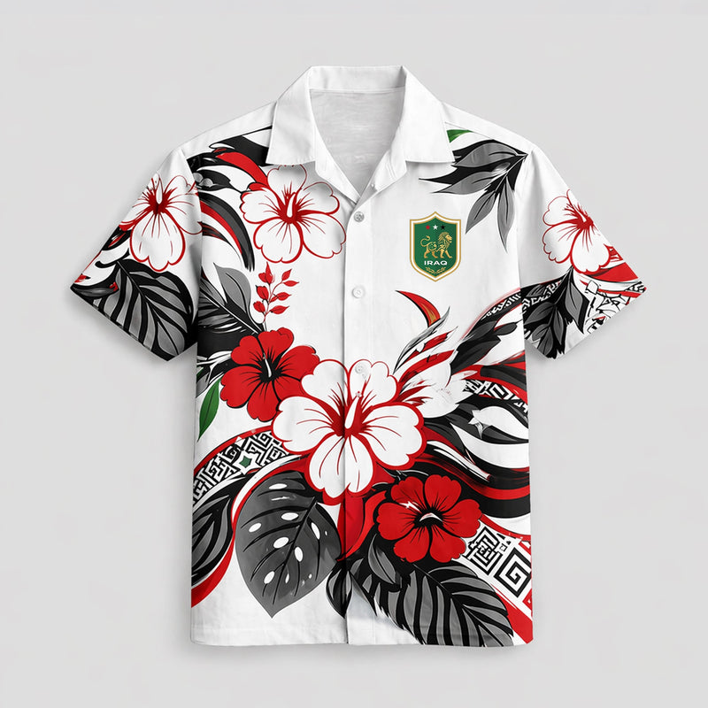 Iraq World Cup 2026 Floral Hawaiian Shirt PVT02