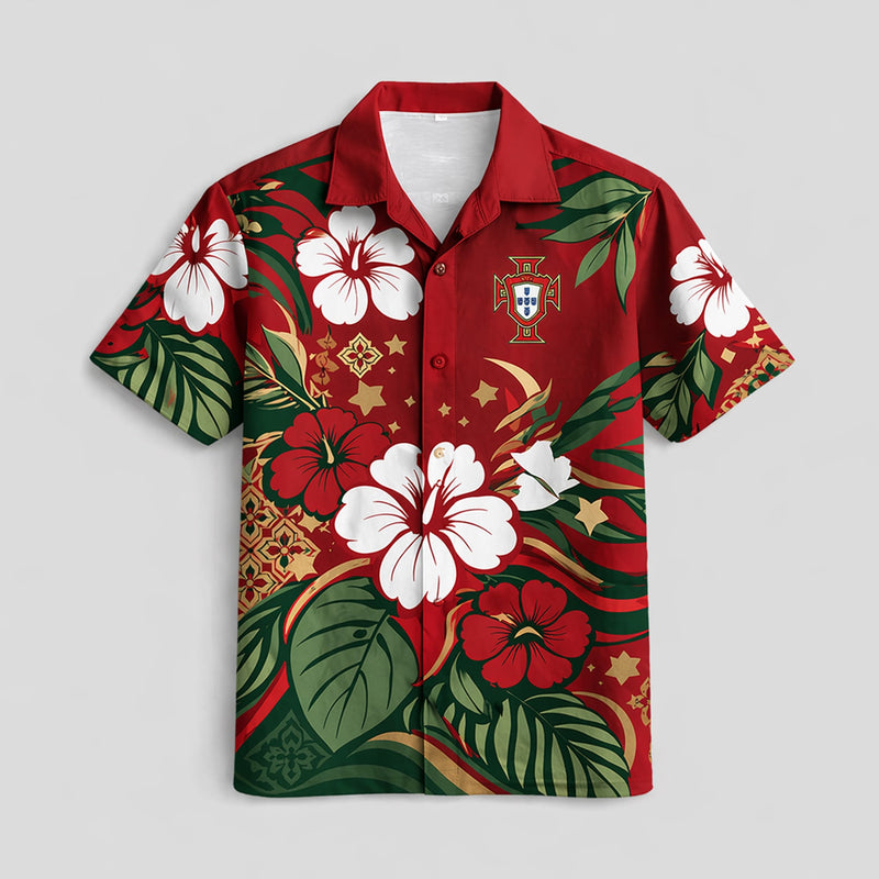 Portugal World Cup 2026 Floral Hawaiian Shirt PVT02