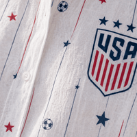 USA Soccer Team Star & Stripe Women Linen Shirt