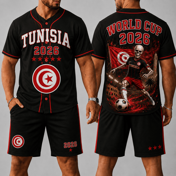 Tunisia WC 26 Skull Jersey Shorts Set