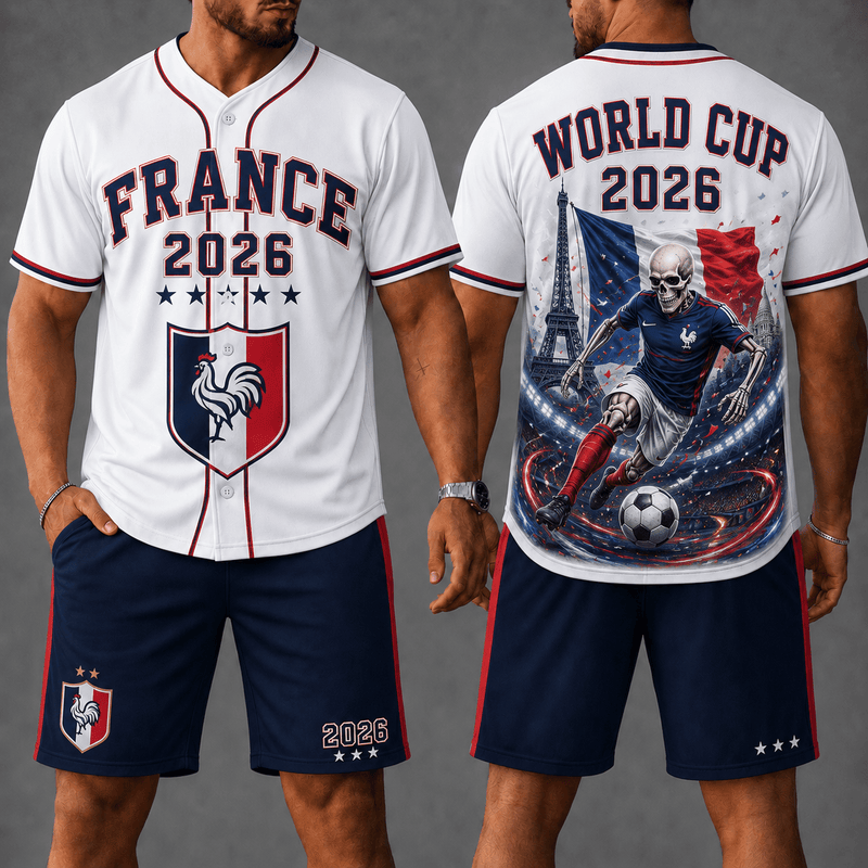 France WC 26 Skull Jersey Shorts Set